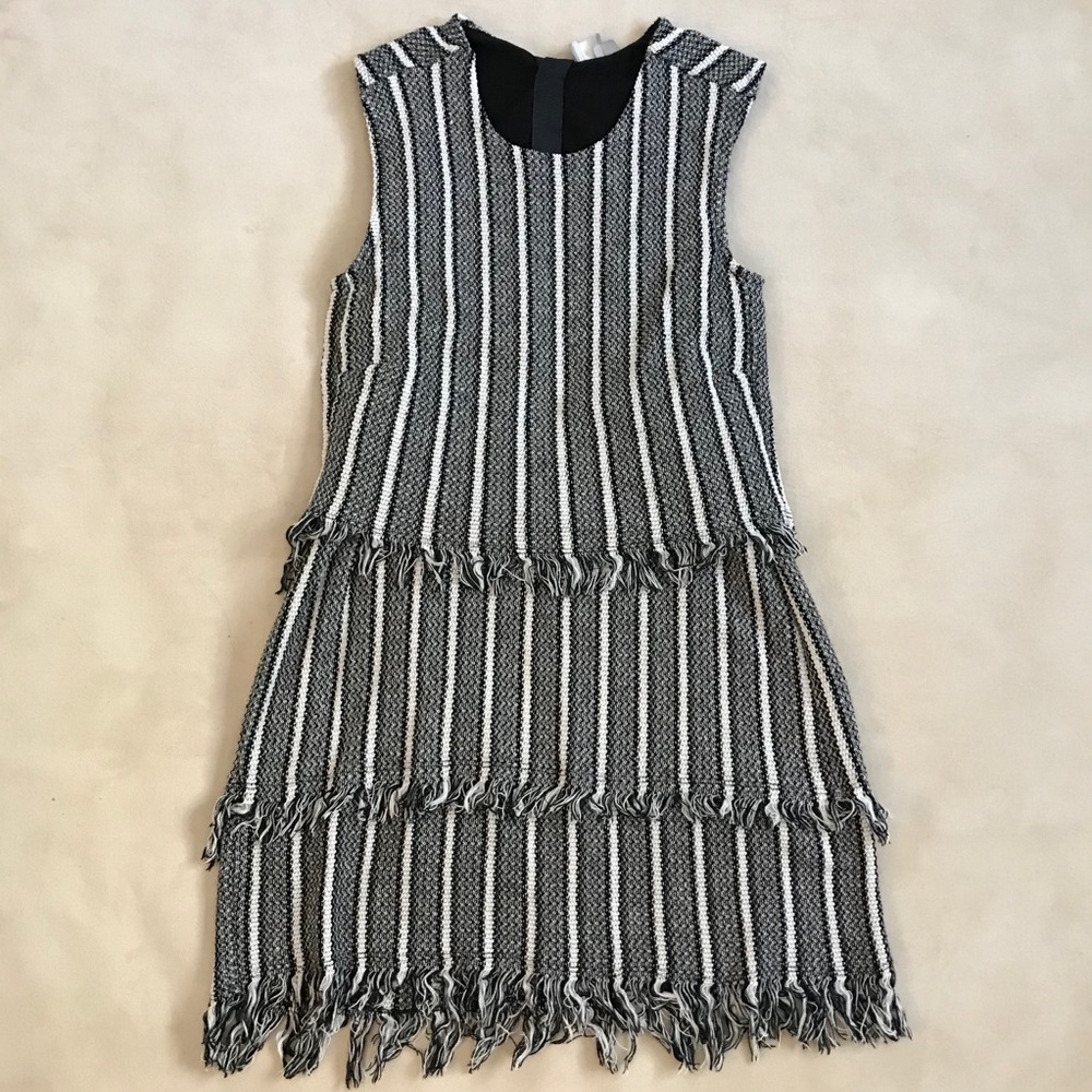 Black grey and white layered dress